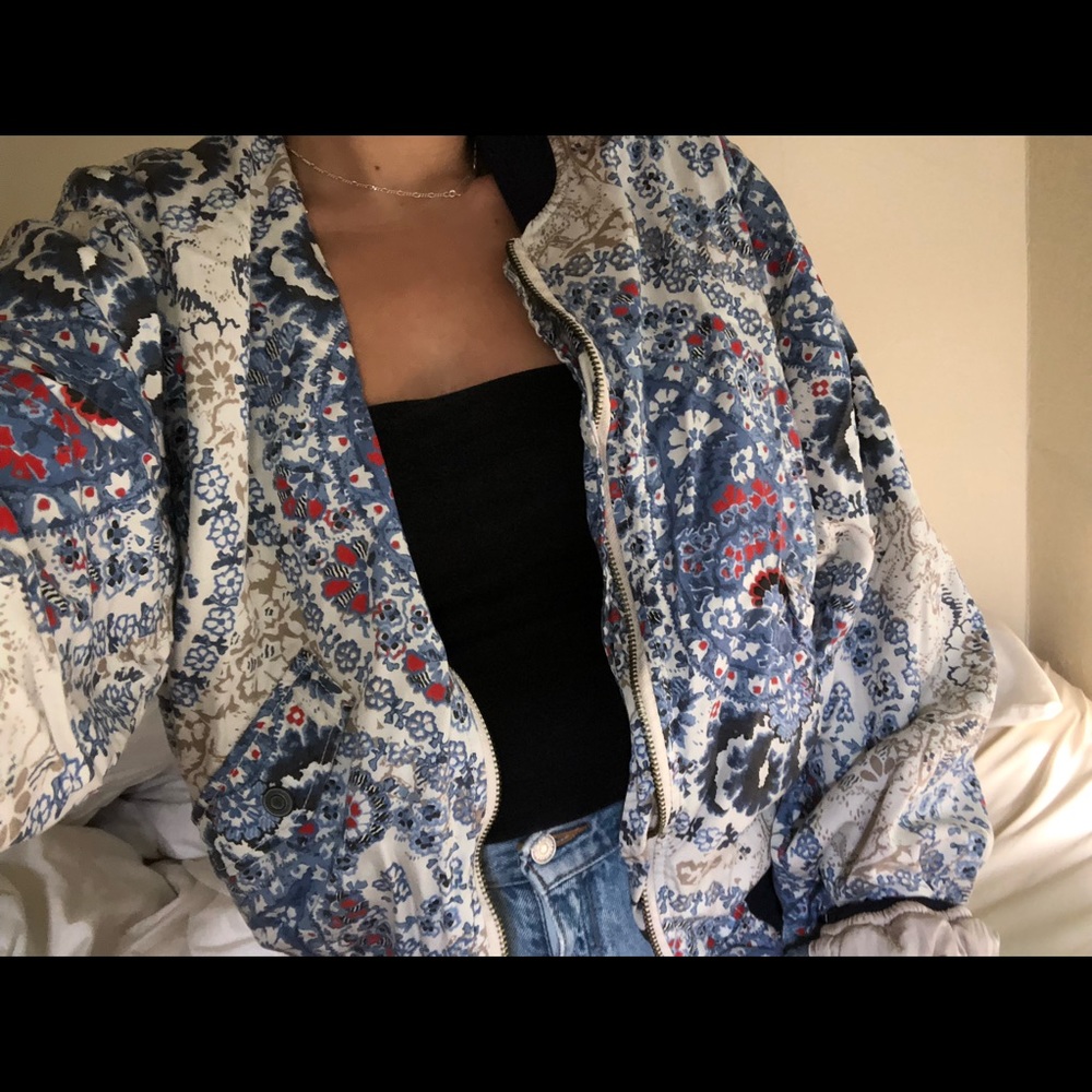 free People paisley bomber jacket